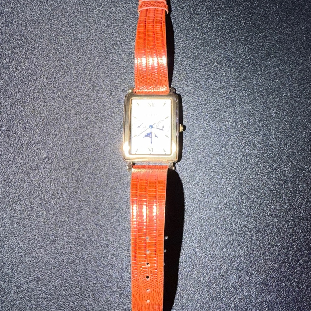 Ottimo Gold Rectangular Watch With Brown Leather … - image 3